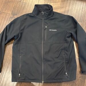 Columbia Men's Black Softshell Full Zip Jacket Water Resistant‎ XL